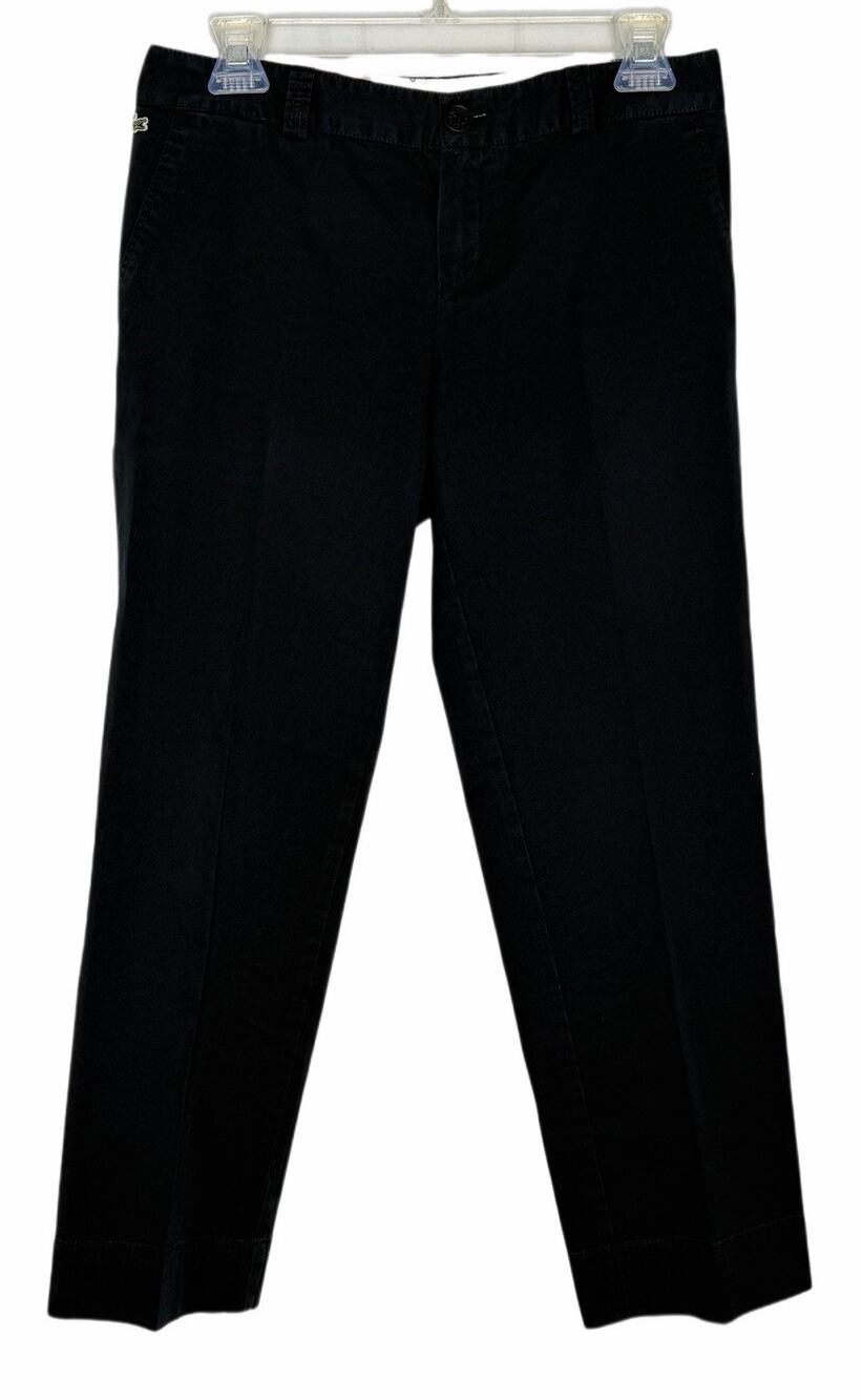 LACOSTE Womens VTG Y2k Low Rise Black Slim Casual Capri Cropped Pants Sz Eu 38